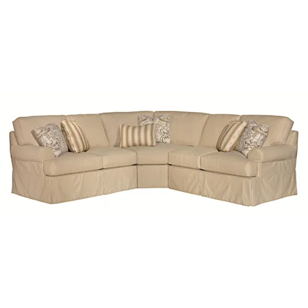 Five Piece Slipcover Sectional Sofa with Rolled Arms